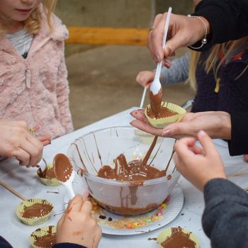 Children making Chocolates